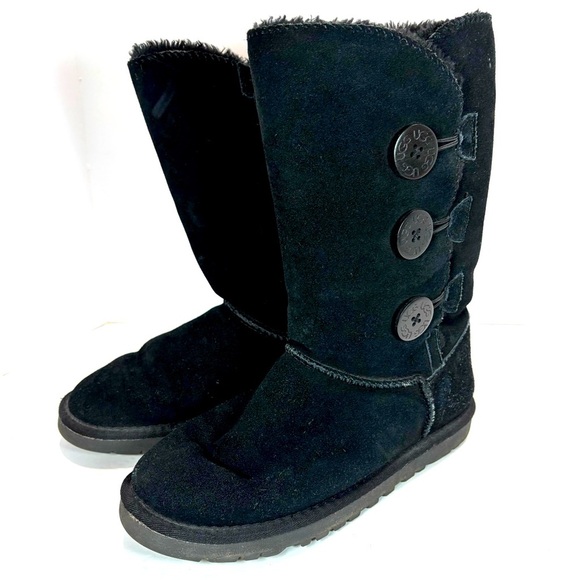 UGG Womens Bailey Button Triplet 5815 Black Classic Snow Tall Boots Size 7W Y2K - Picture 1 of 12